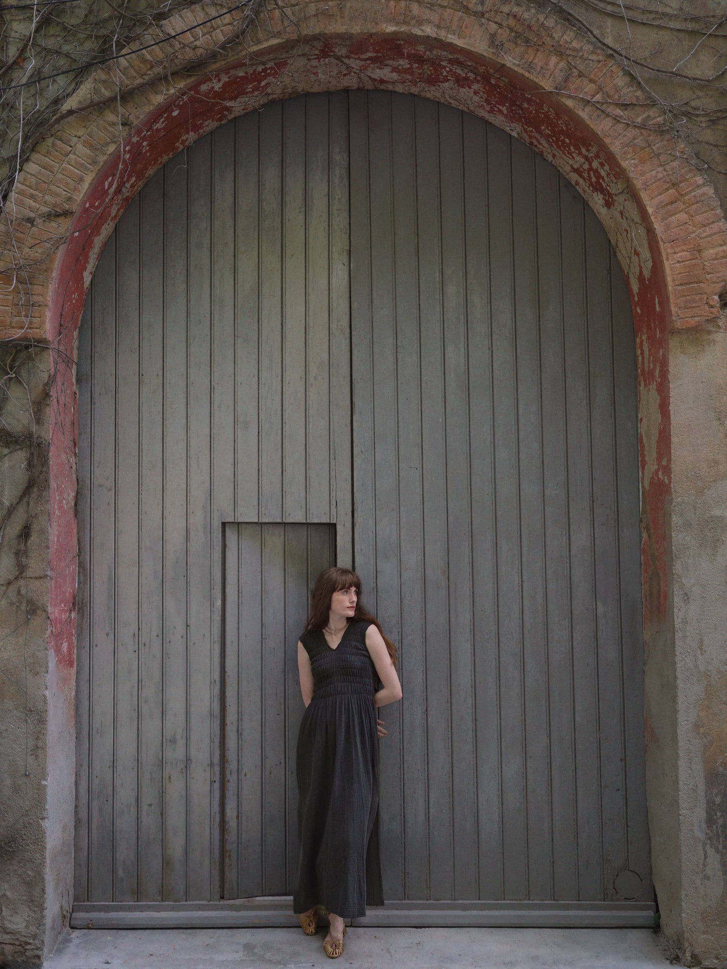 CECILIA SÖRENSEN - 736 ALBAZER V-neck dress in organic cotton muslin: Navy blue