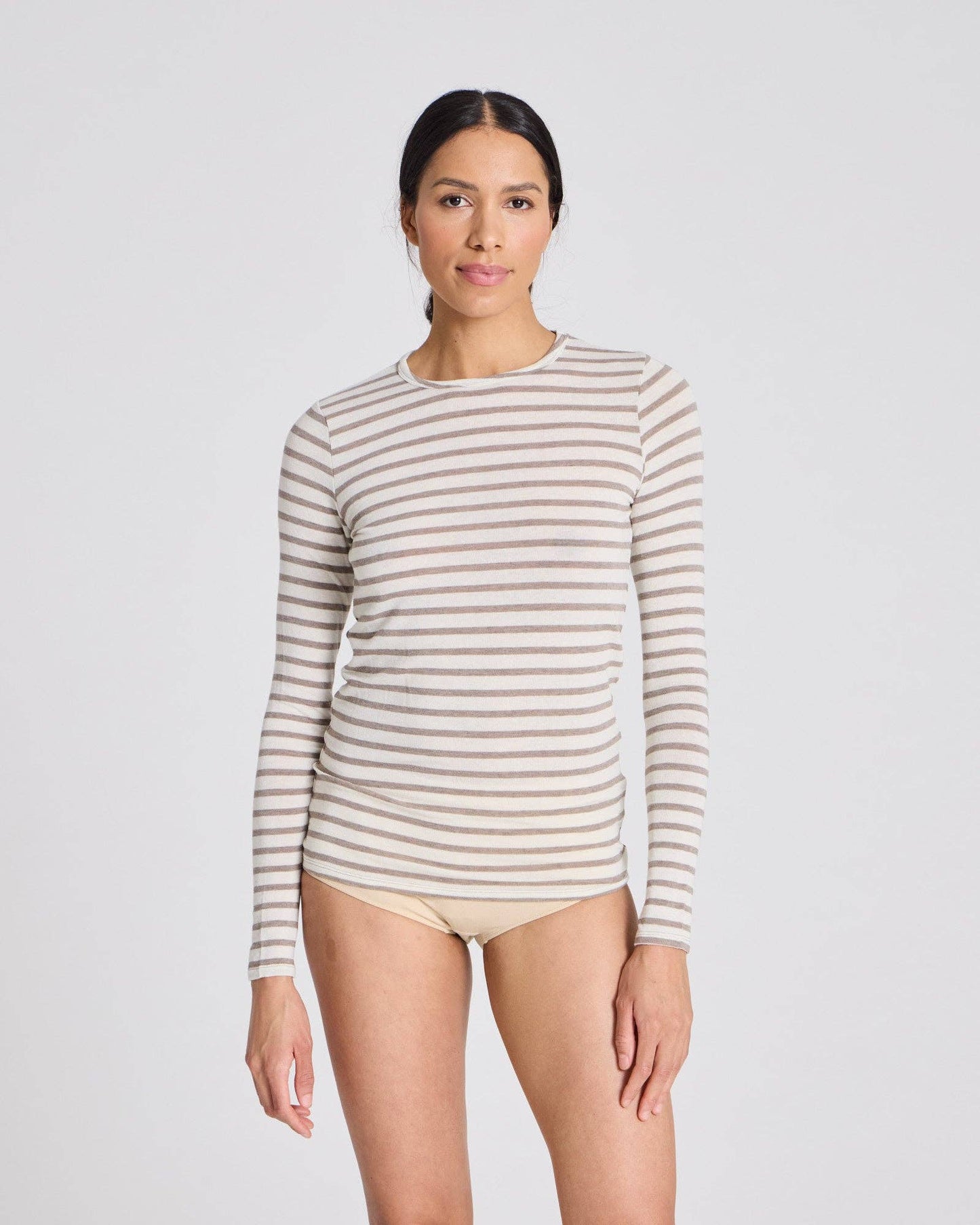 gai-lisva - Thyra Sailor Wool Top - Ecru / Grey Melange Sailor Stripe: S