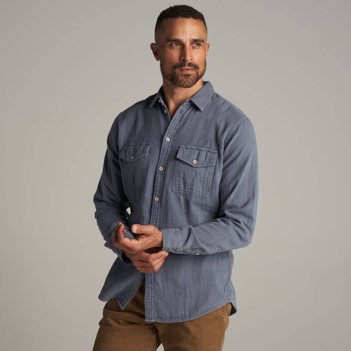Rowan - Leeds Double Layer Cotton Gauze Shirt: Pacific / XL / MWTP0010