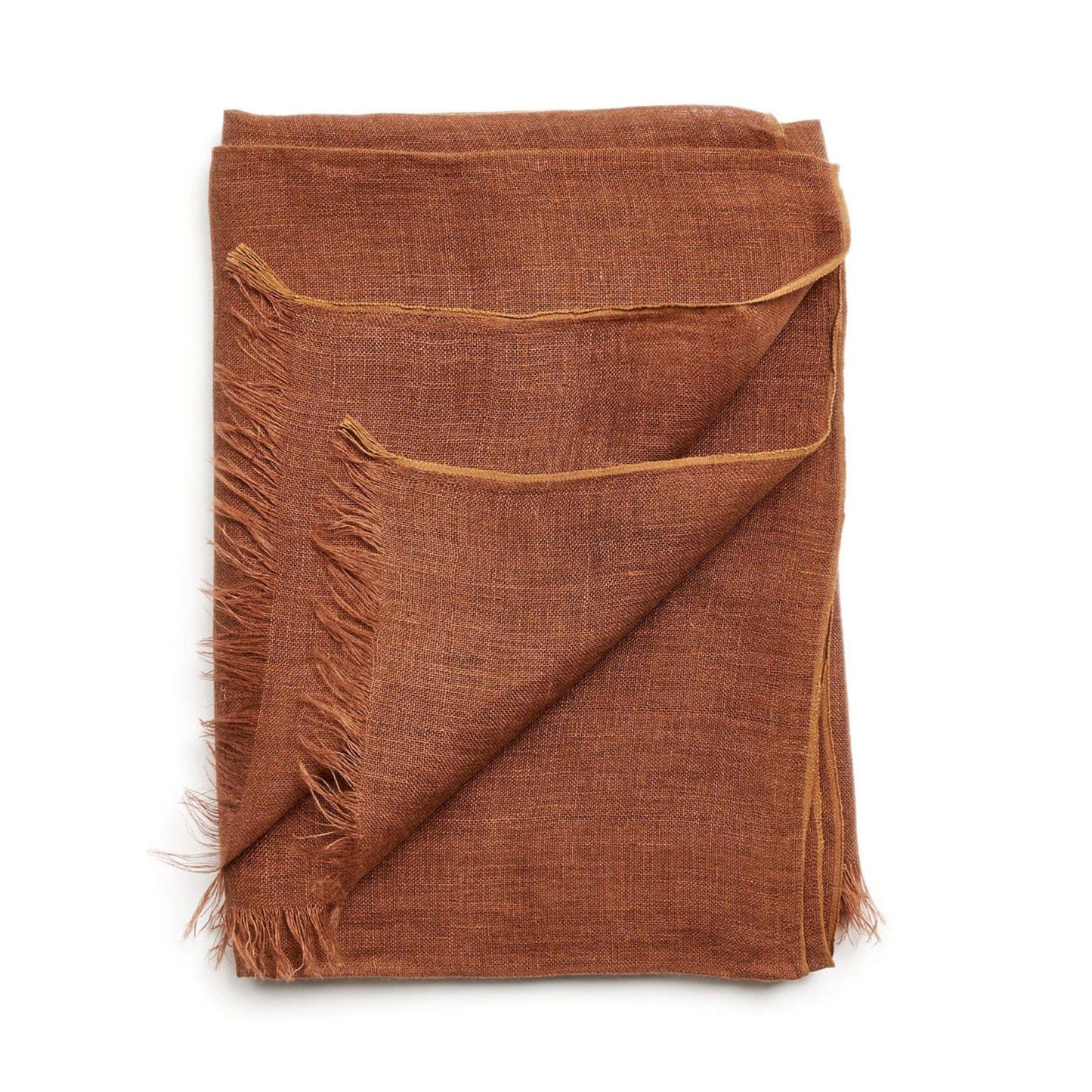 Coco Brown Soft Handwoven Modern Artisanal Linen Blend Scarf: Coco