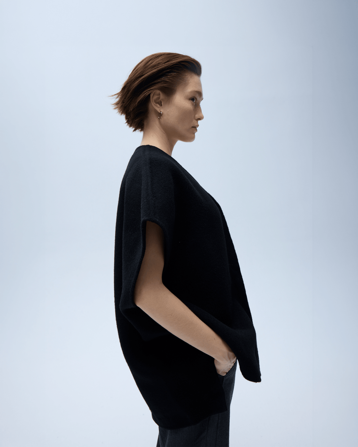 Wool & Camel Hair Drape Vest | Charred Cedar