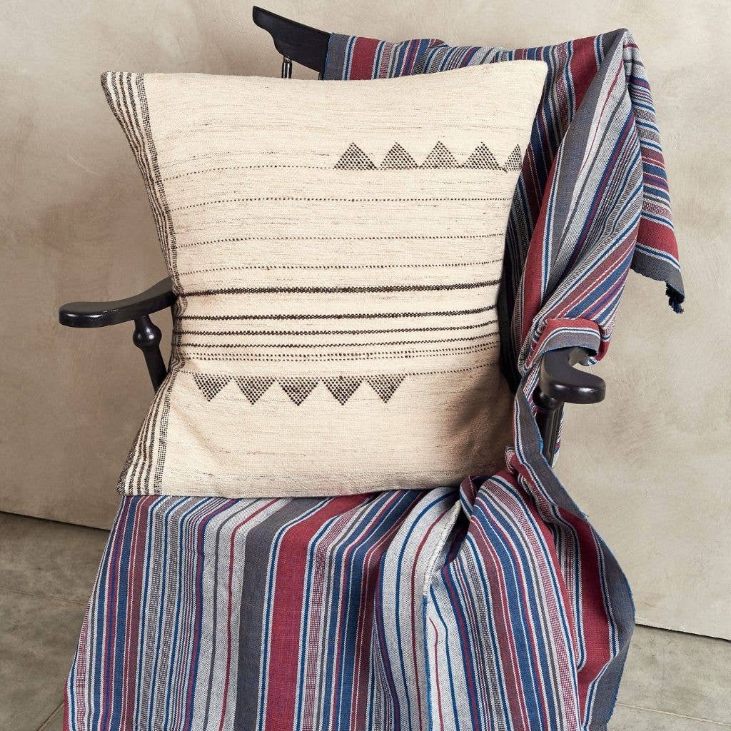 Kora Handloom Large Ecru Textured Pillow Cover with feather fill