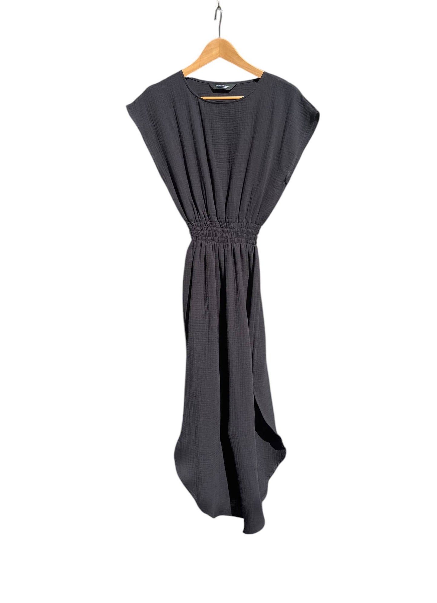 CECILIA SÖRENSEN - 734 MAIMÓ Gathered dress in soft organic cotton muslin: Navy blue