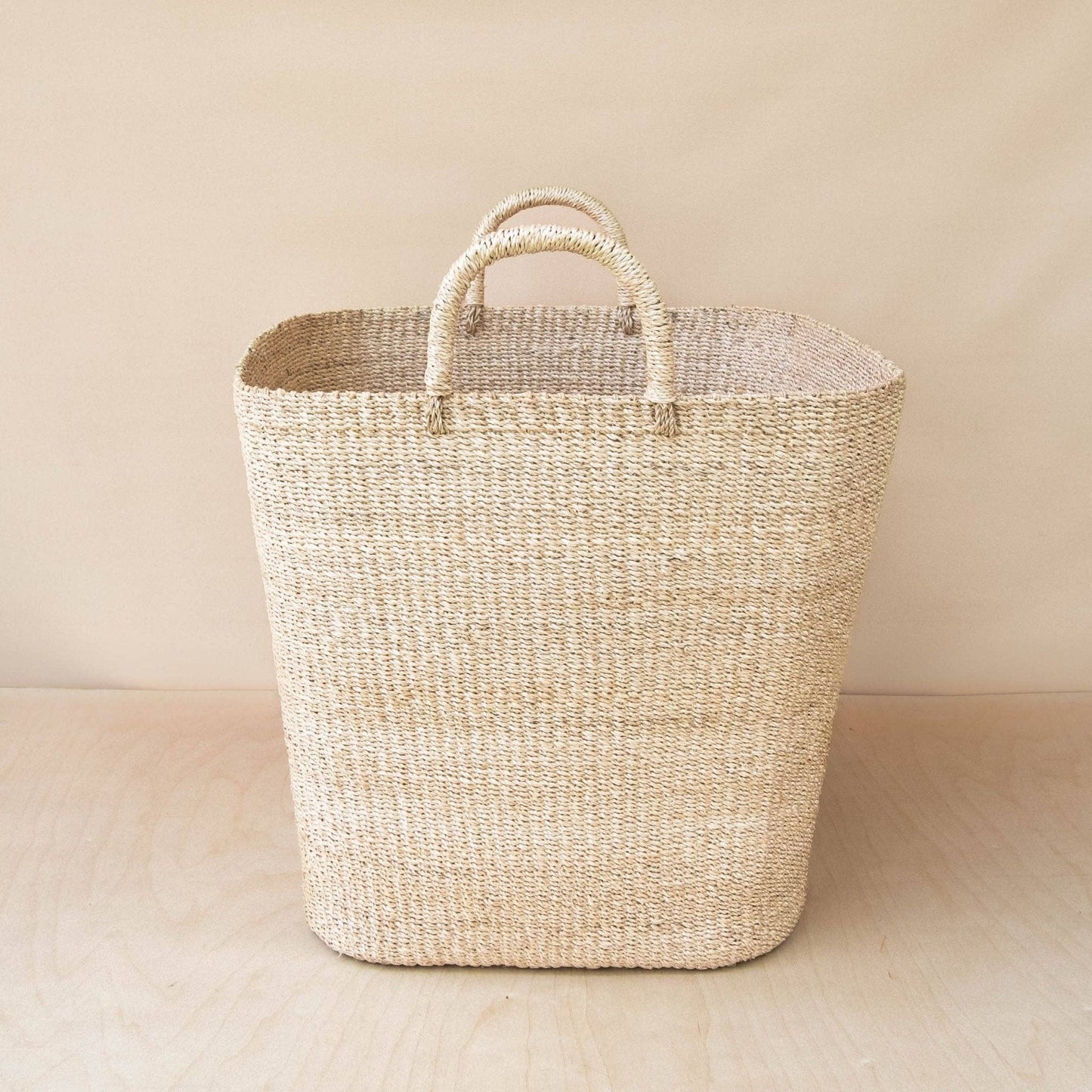 Large Hemp Square Wicker Handle Basket