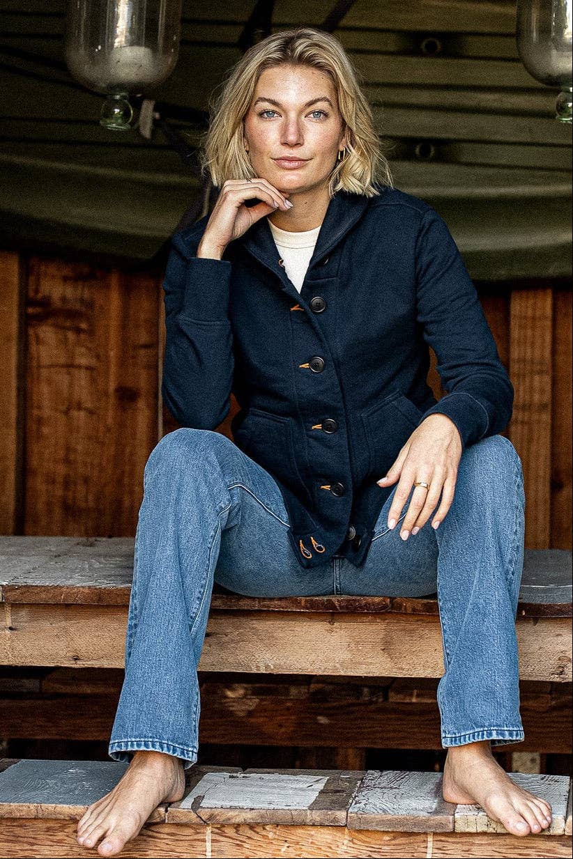 WiesMade - Women | Bodega Cardigan | 14oz 100% Cotton French Terry - Navy: Navy / M
