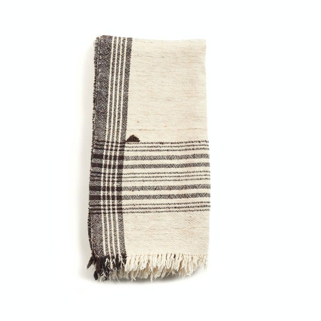 Variously - Seytu Undyed White and Black Handloom Throw