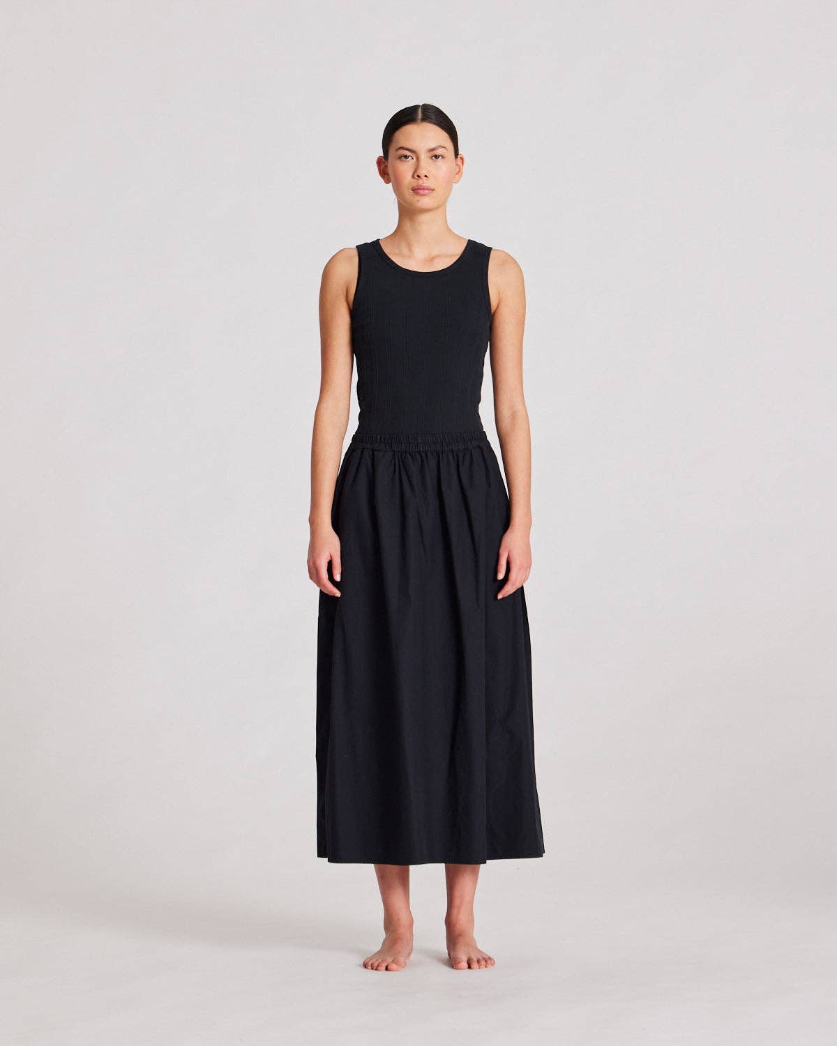 gai-lisva - Astrid Long Skirt Poplin - Black: S