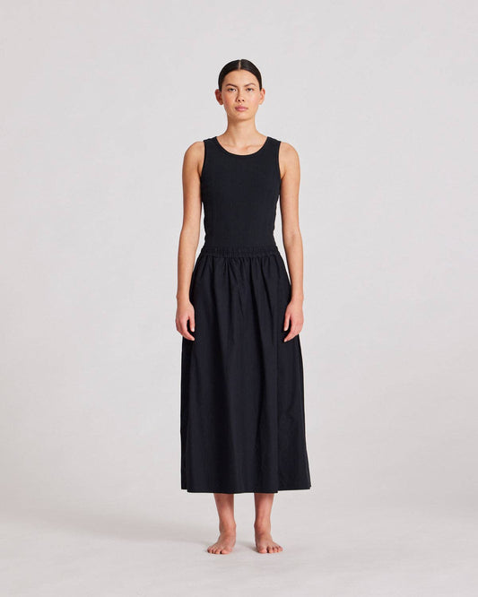 gai-lisva - Astrid Long Skirt Poplin - Black: M