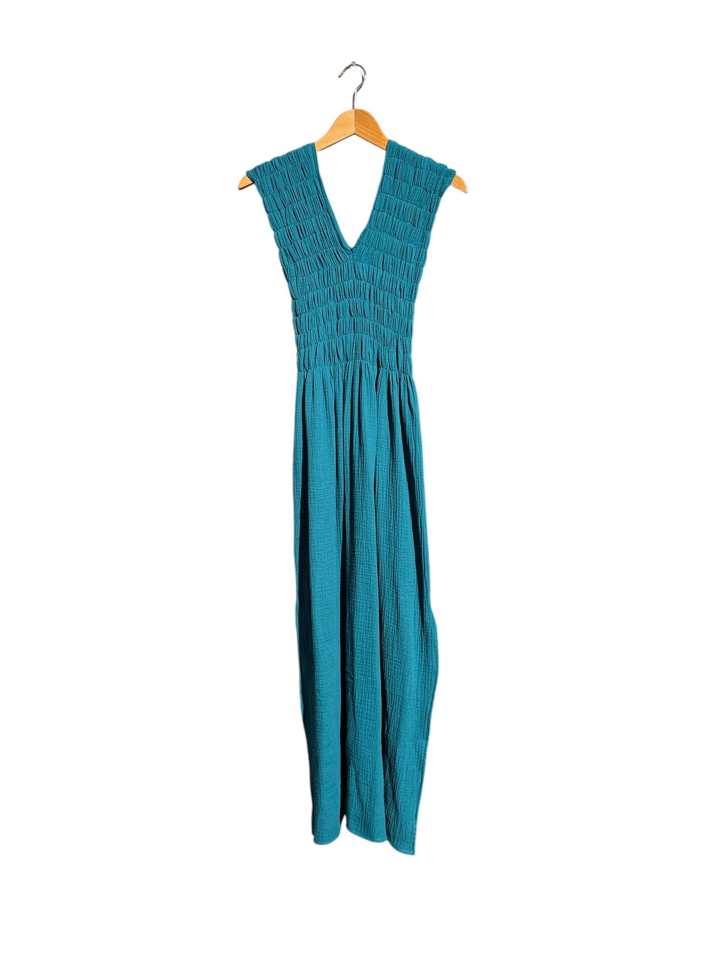 CECILIA SÖRENSEN - 736 ALBAZER V-neck dress in organic cotton muslin: Beige