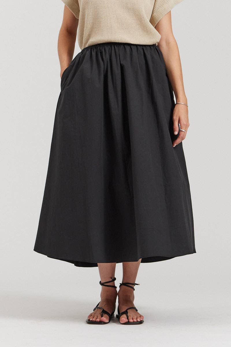there. elsewhere - Cotton Poplin Skirt: Black / Small