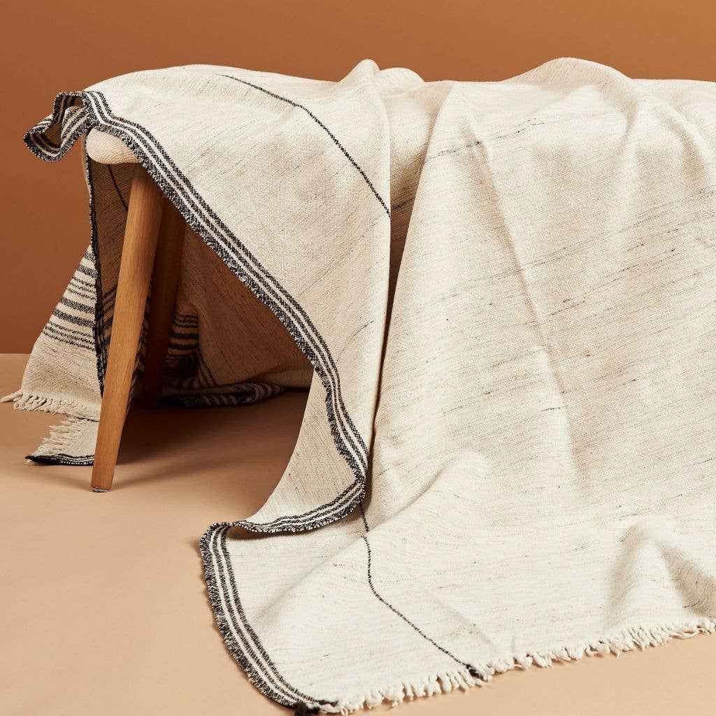 Variously - Seytu Undyed White and Black Handloom Throw