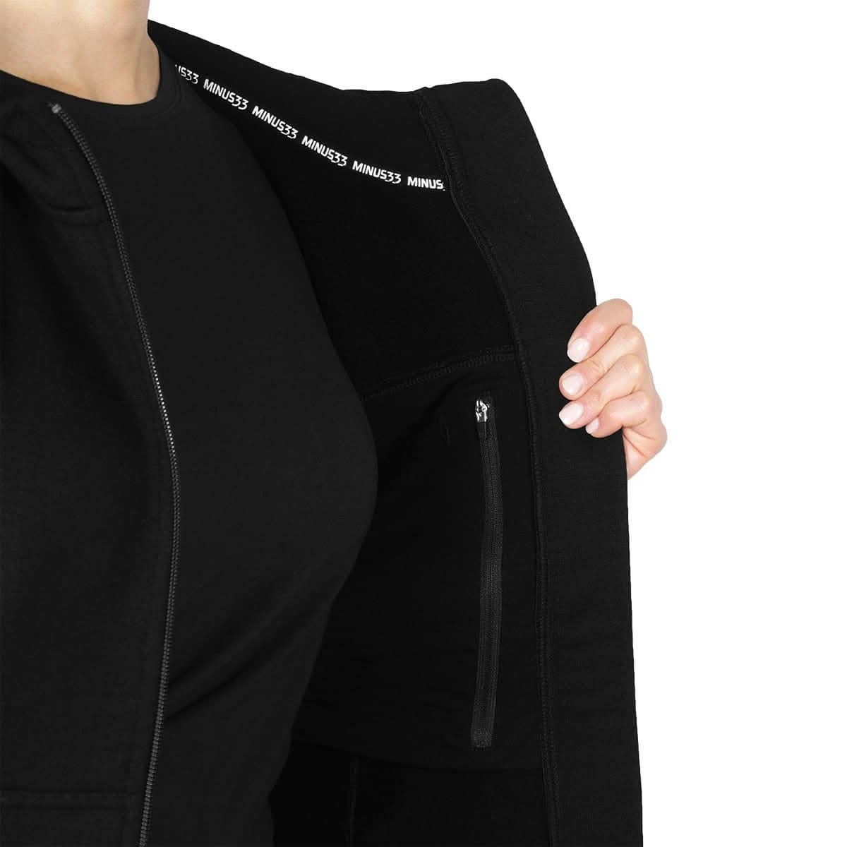 Minus33 Merino Wool - Men's Brushed Merino Wool Full-Zip Hoodie - Heavyweight: Black / XL