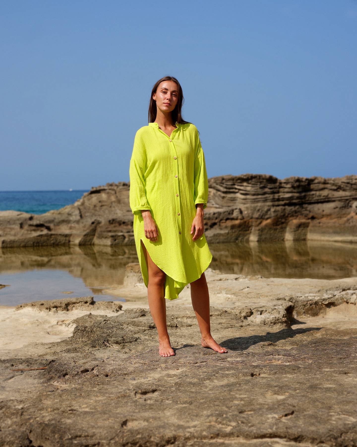CECILIA SÖRENSEN - 702 COTONER Relaxed shirt dress in organic cotton muslin: Navy blue
