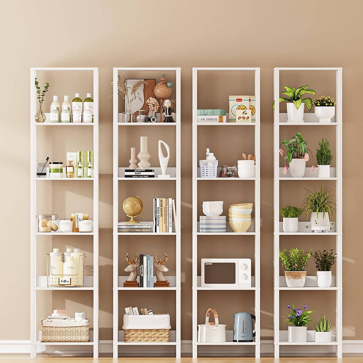 ShipItFurniture - 6 Tier Bookshelf with Anti-Fall Baffle, Tall 64.79" Bookcase with DIY Shelves, Industrial Book Shelf Storage Organizer, Display Free Standing Shelf Unit for Bedroom, Living Room, Office, White: White / 6-Tier