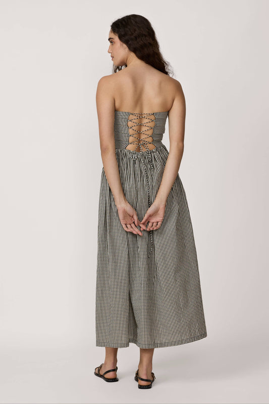 LAUDE the Label - Strapless Tie Back Dress - Gingham: S