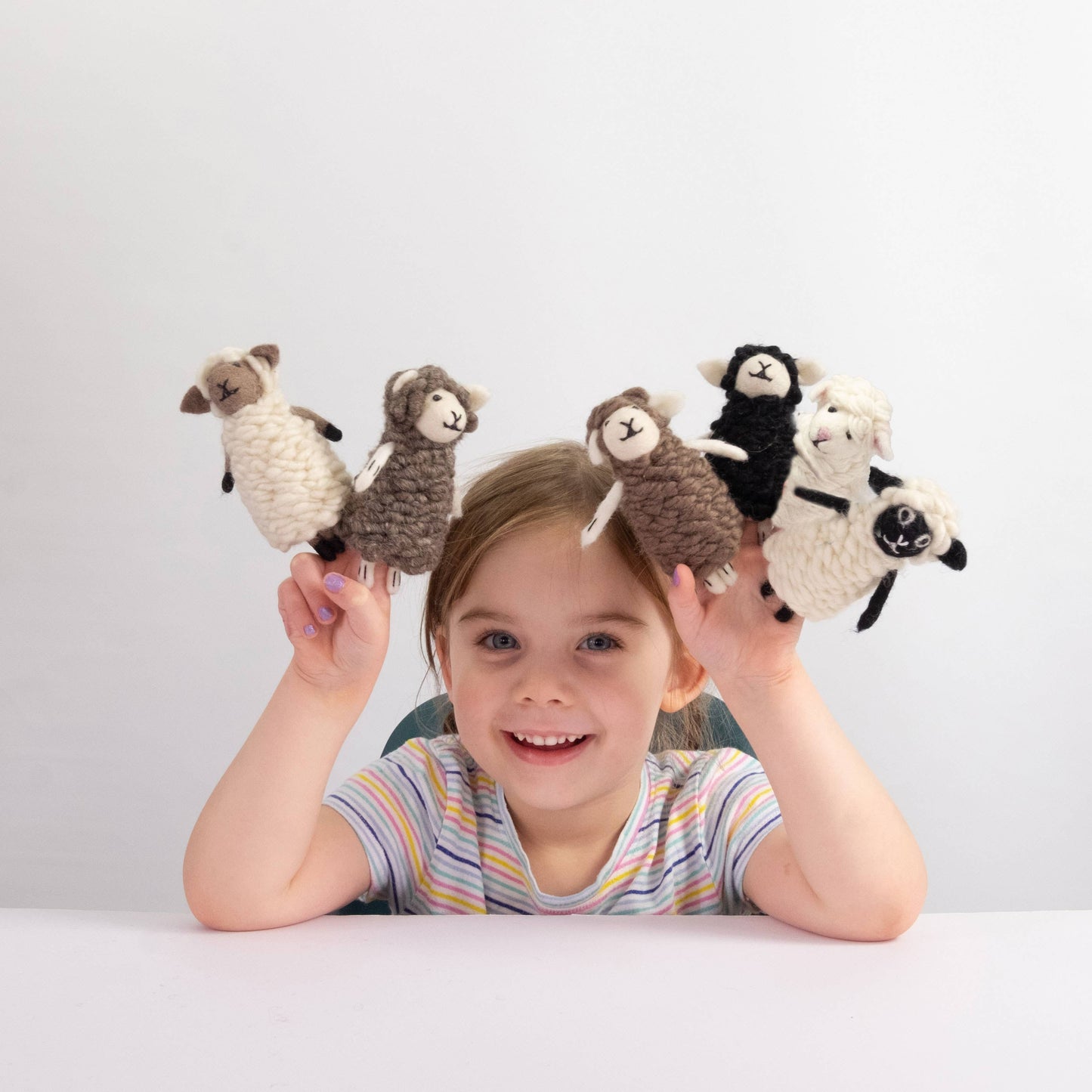 Sheep Finger Puppets -Set of 5 . Made in Nepal