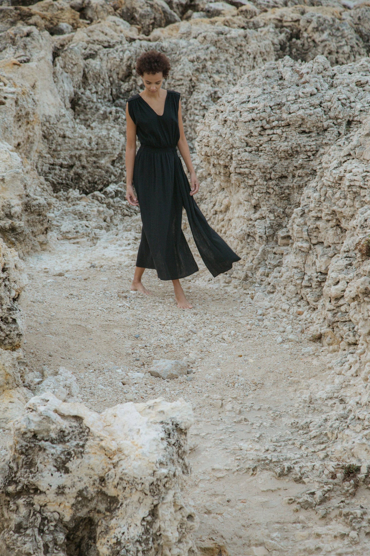 CECILIA SÖRENSEN - 789 ACACIA Dress in organic cotton muslin: Black