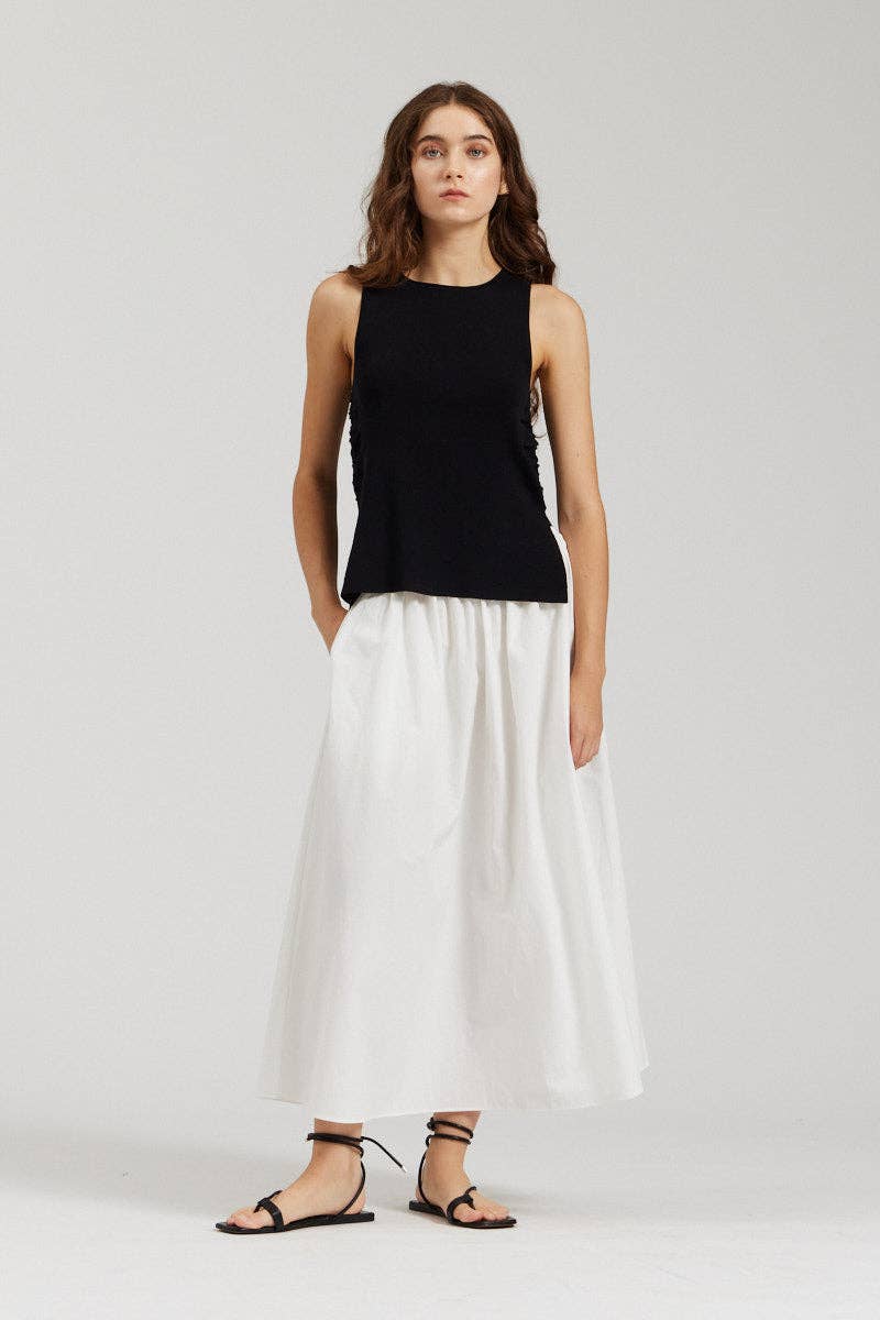 there. elsewhere - Cotton Poplin Skirt: Off White / Small