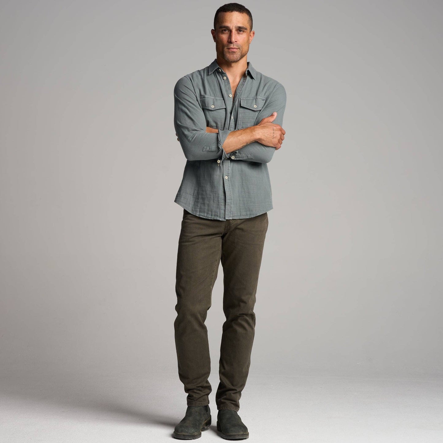 Rowan - Leeds Double Layer Cotton Gauze Shirt: Pacific / L / MWTP0010