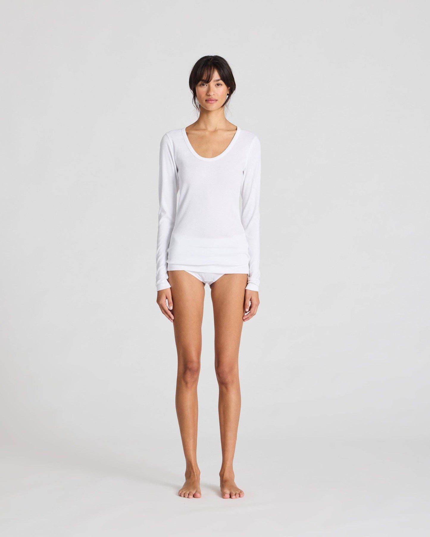 Gai-lisva - M Ivy Cotton 1x1 RIB L/S Tee - White