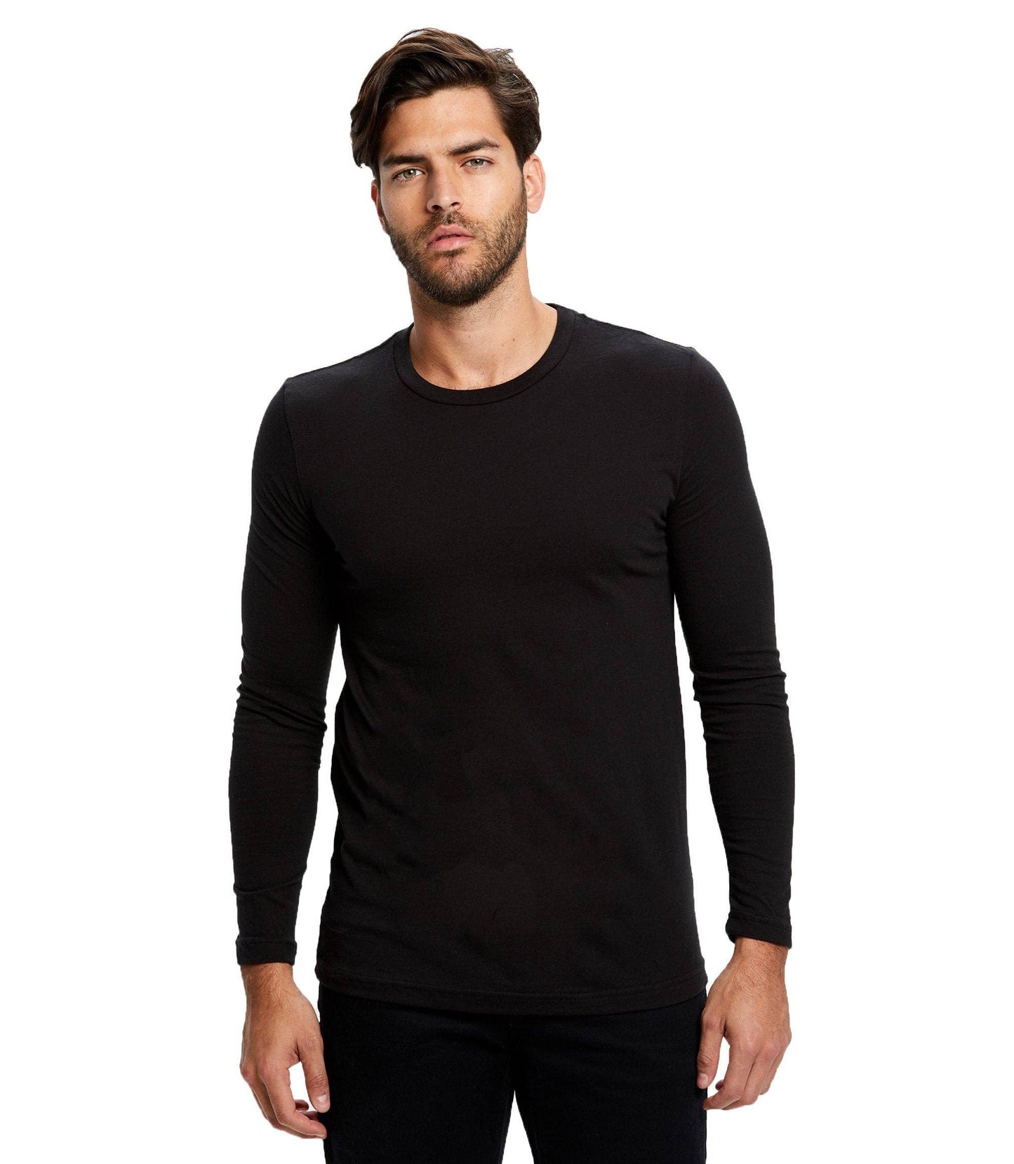 US Blanks - Unisex Long Sleeve Crew Neck Organic, 30 singles, 4.3 oz: Black / XXL