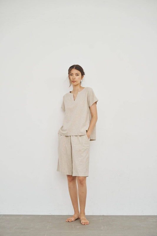 CARE BY ME - CECILIE V-TOP: Nature/ White stripe / S