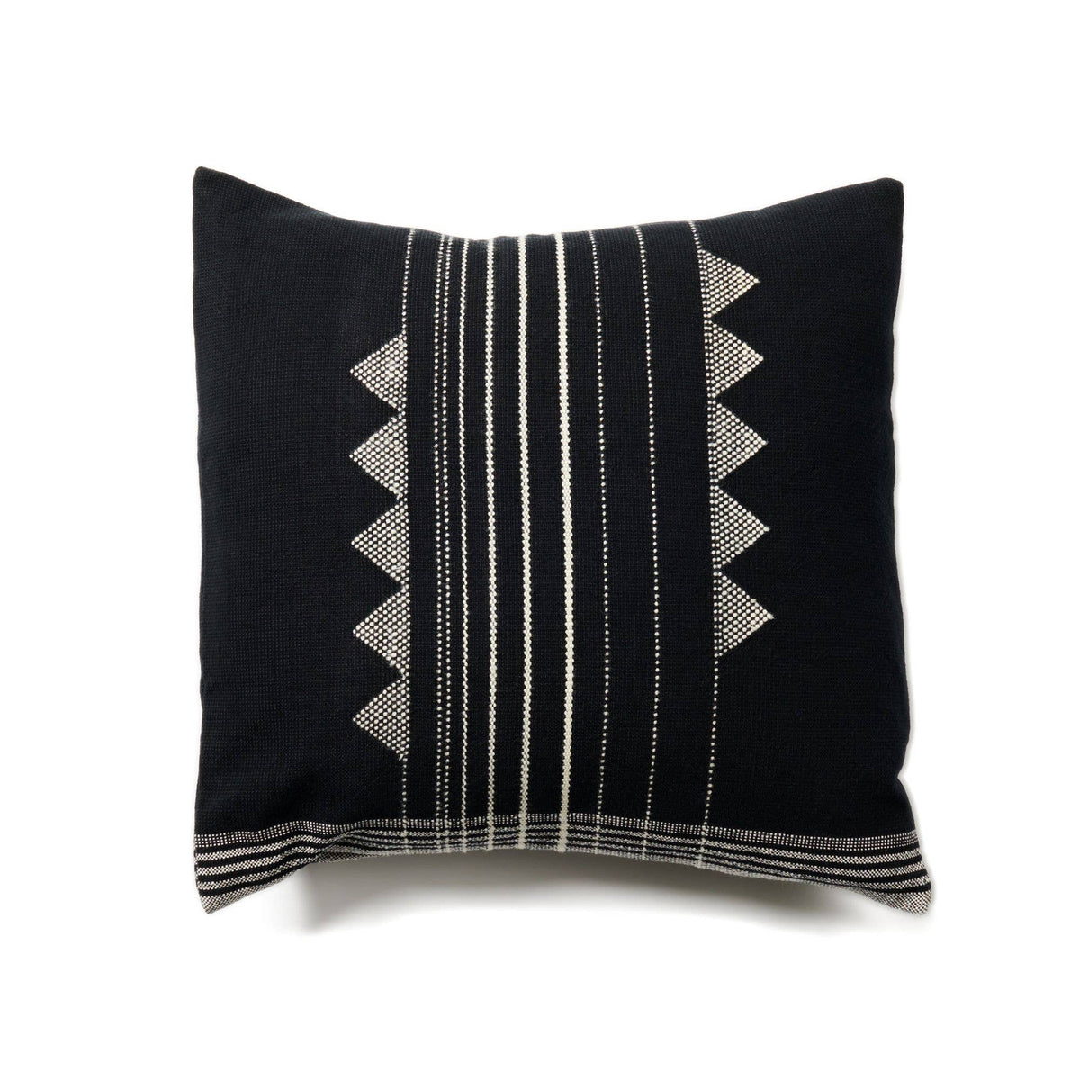 Kora Black Merino Cotton Silk Blend Handloom  Pillow