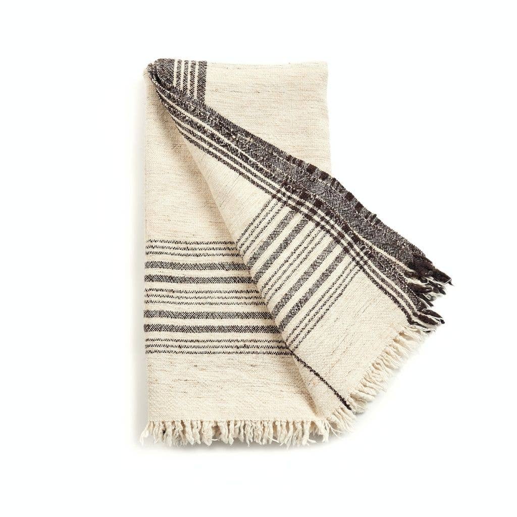 Variously - Seytu Undyed White and Black Handloom Throw