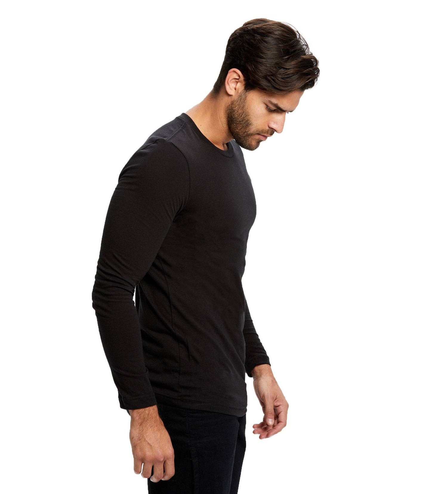 US Blanks - Unisex Long Sleeve Crew Neck Organic, 30 singles, 4.3 oz: Black / XL