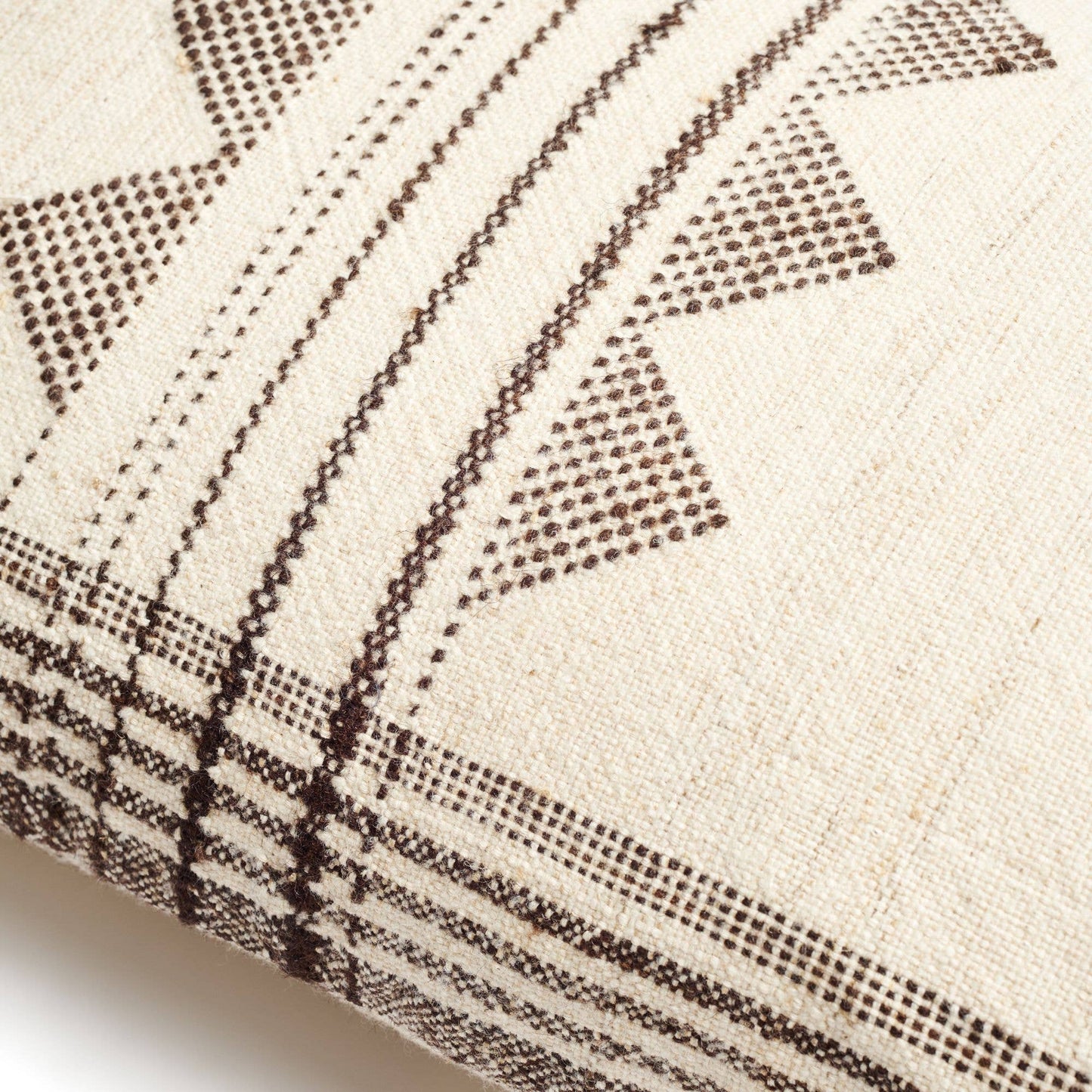 Kora White Small Handwoven Cotton Lumbar Pillow With Feather Fill
