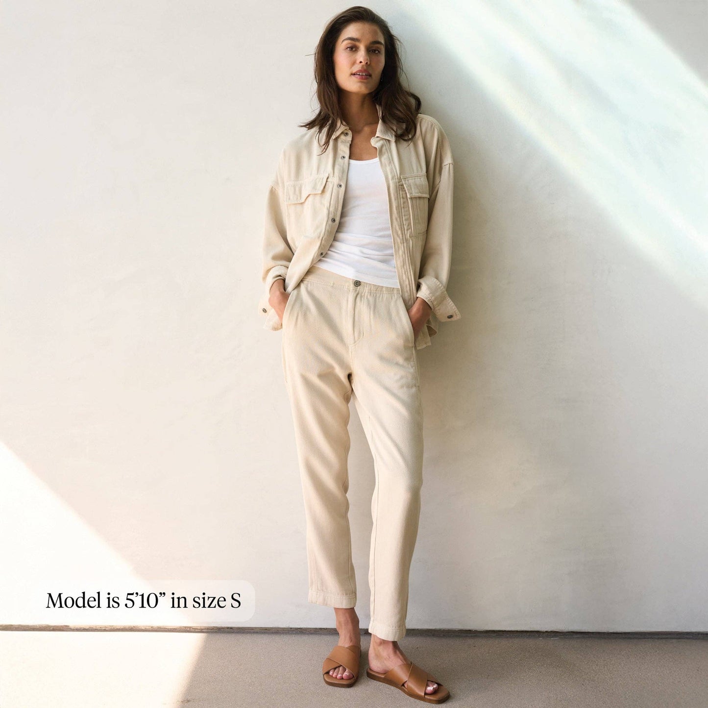 Odette Drape Denim Twill Shirt Jacket in Ecru or Navy