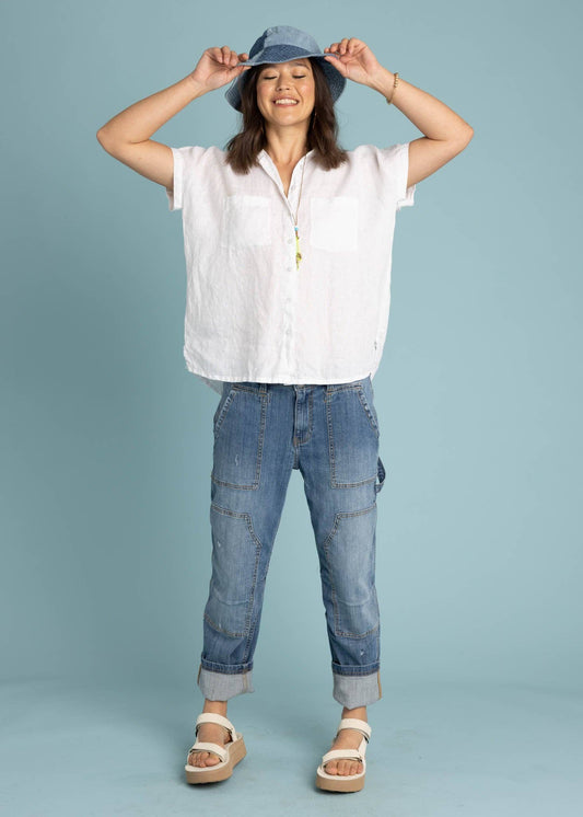 Organic Linen Cap Sleeve Layering Top