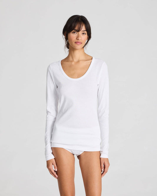 gai-lisva - Ivy Cotton 1x1 RIB L/S Tee GOTS 243975 - White: S