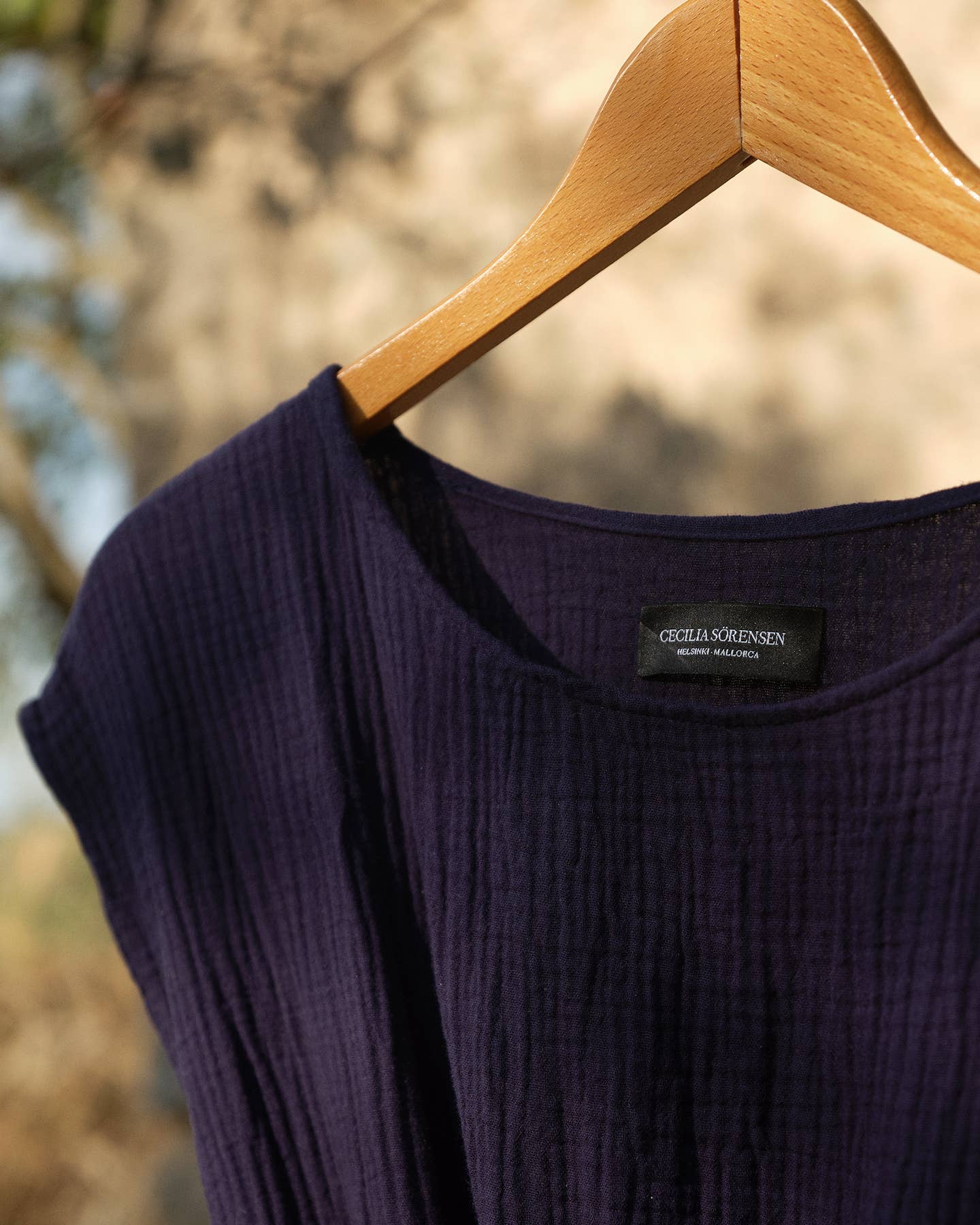 CECILIA SÖRENSEN - 734 MAIMÓ Gathered dress in soft organic cotton muslin: Navy blue