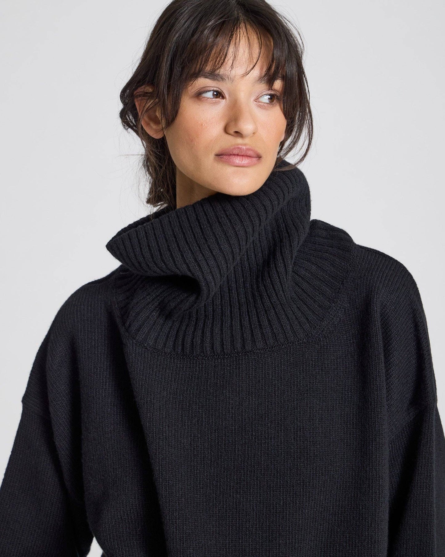 Vera Lambswool RElaxed Mock Sweater- Black: S