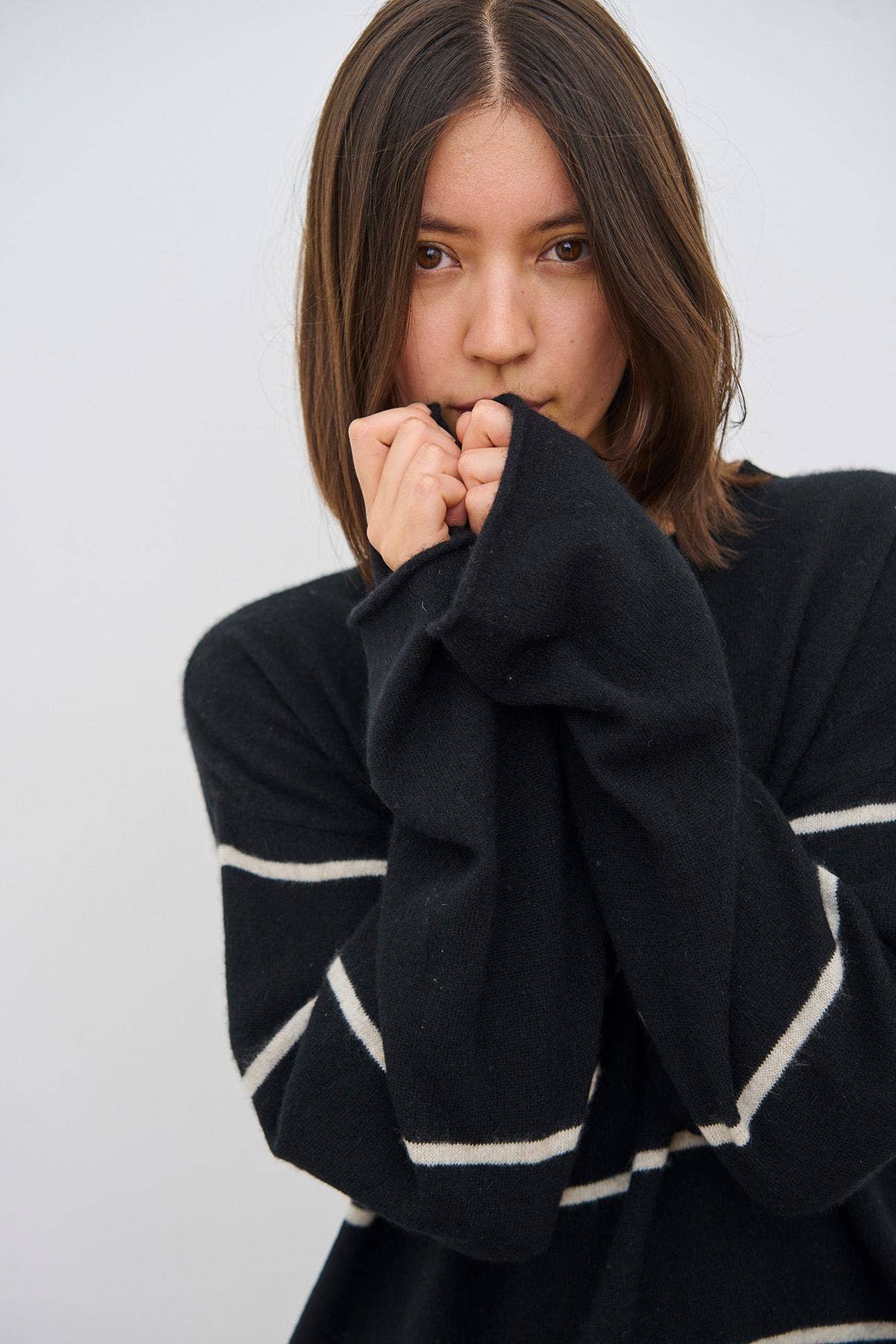 CARE BY ME - SEA STRIPE SWEATER: Wheat / Black / S