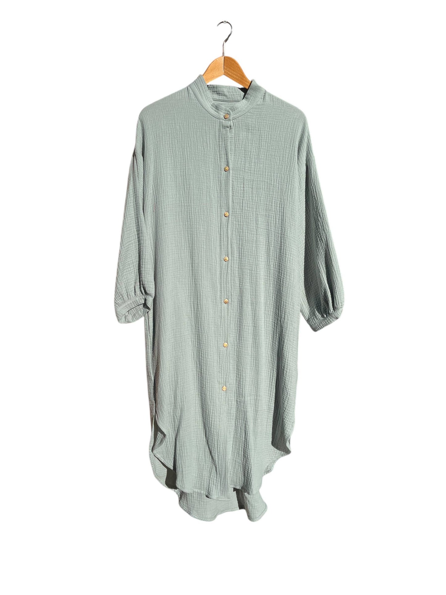 CECILIA SÖRENSEN - 702 COTONER Relaxed shirt dress in organic cotton muslin: Beige