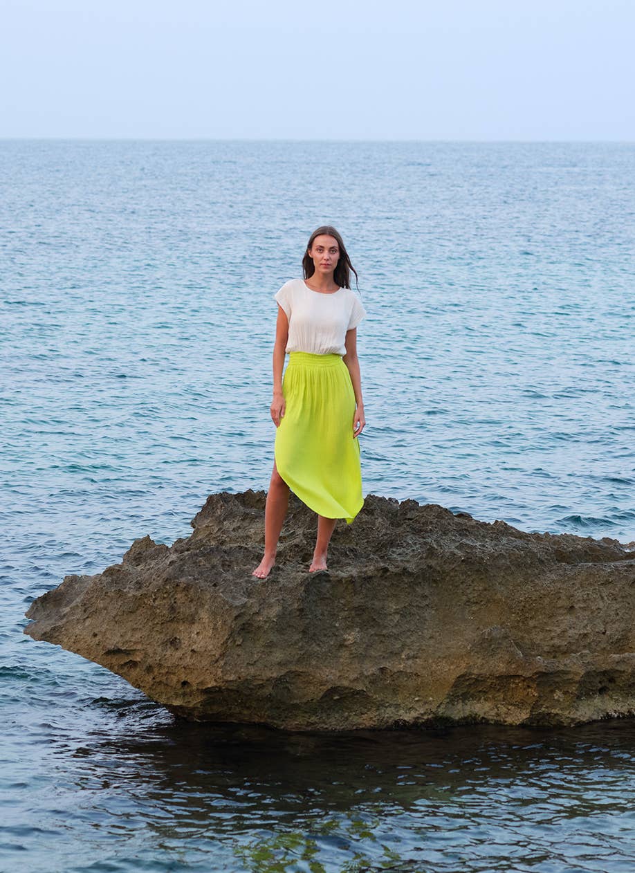 CECILIA SÖRENSEN - 734 MAIMÓ Gathered dress in soft organic cotton muslin: Navy blue