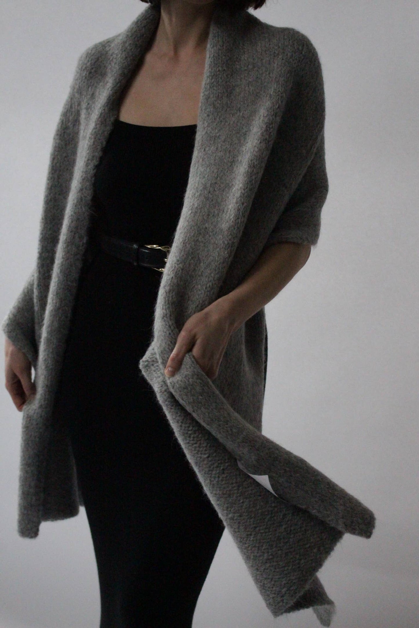 Na Nin - PRE-ORDER: Ralphie Knitted Suri Alpaca Blanket Scarf: Jute / O/S