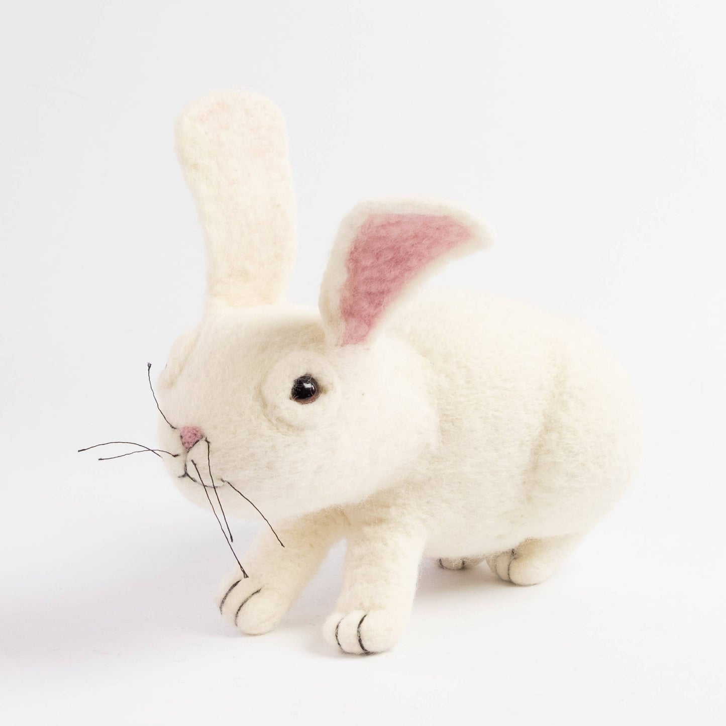 Felted White Bunny Friend