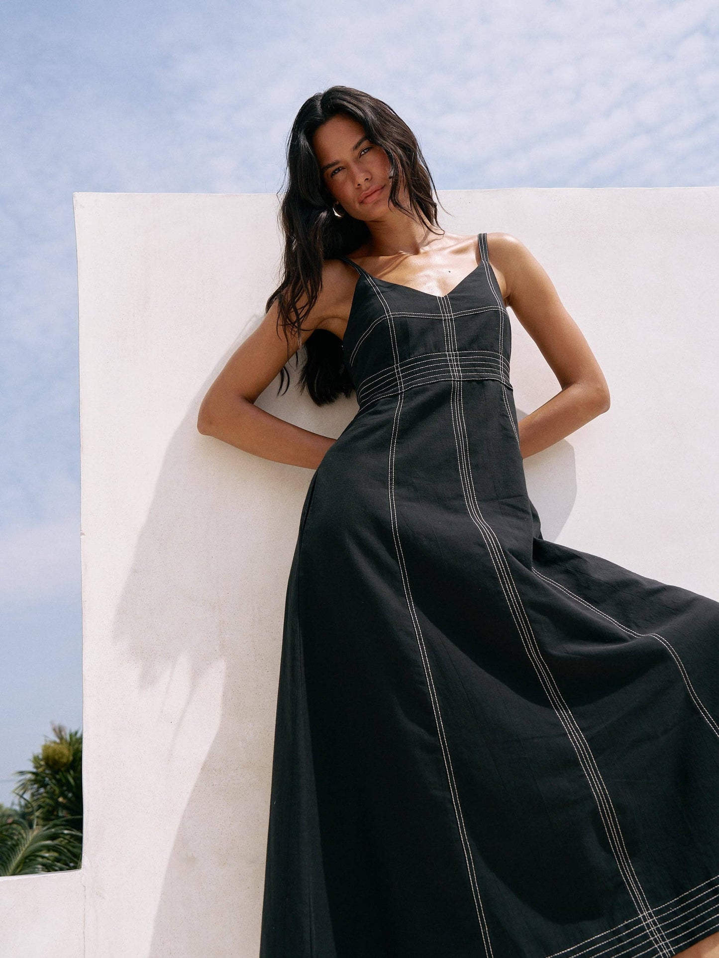 The Handloom - Eva Maxi Dress - Black: Black / S-M