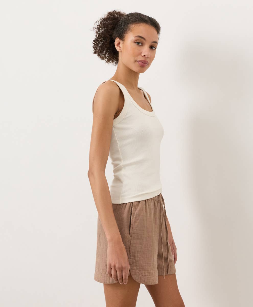 Pact - Women's Perfect Rib Scoop Neck Tank: Cream / Large