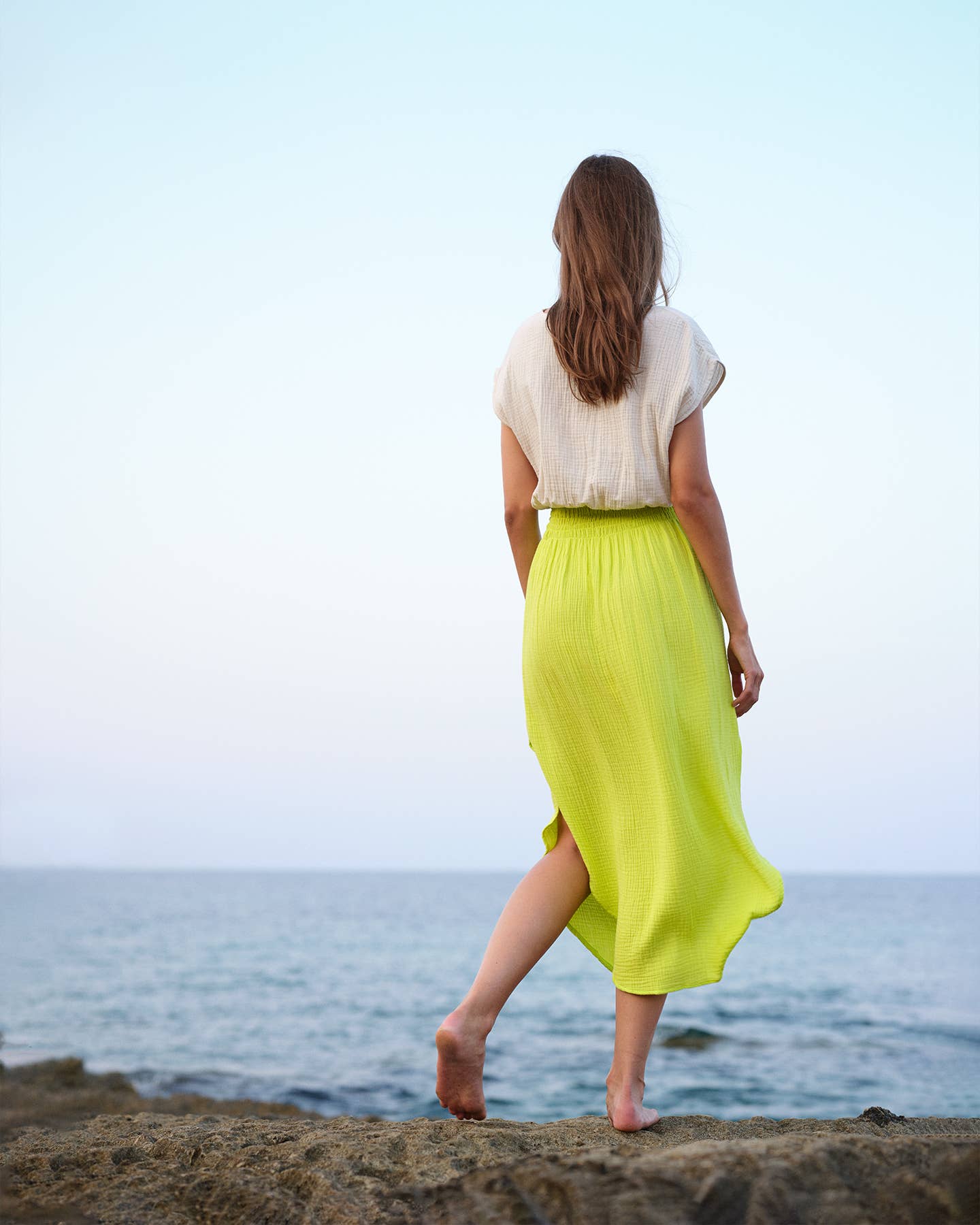 CECILIA SÖRENSEN - 734 MAIMÓ Gathered dress in soft organic cotton muslin: Navy blue