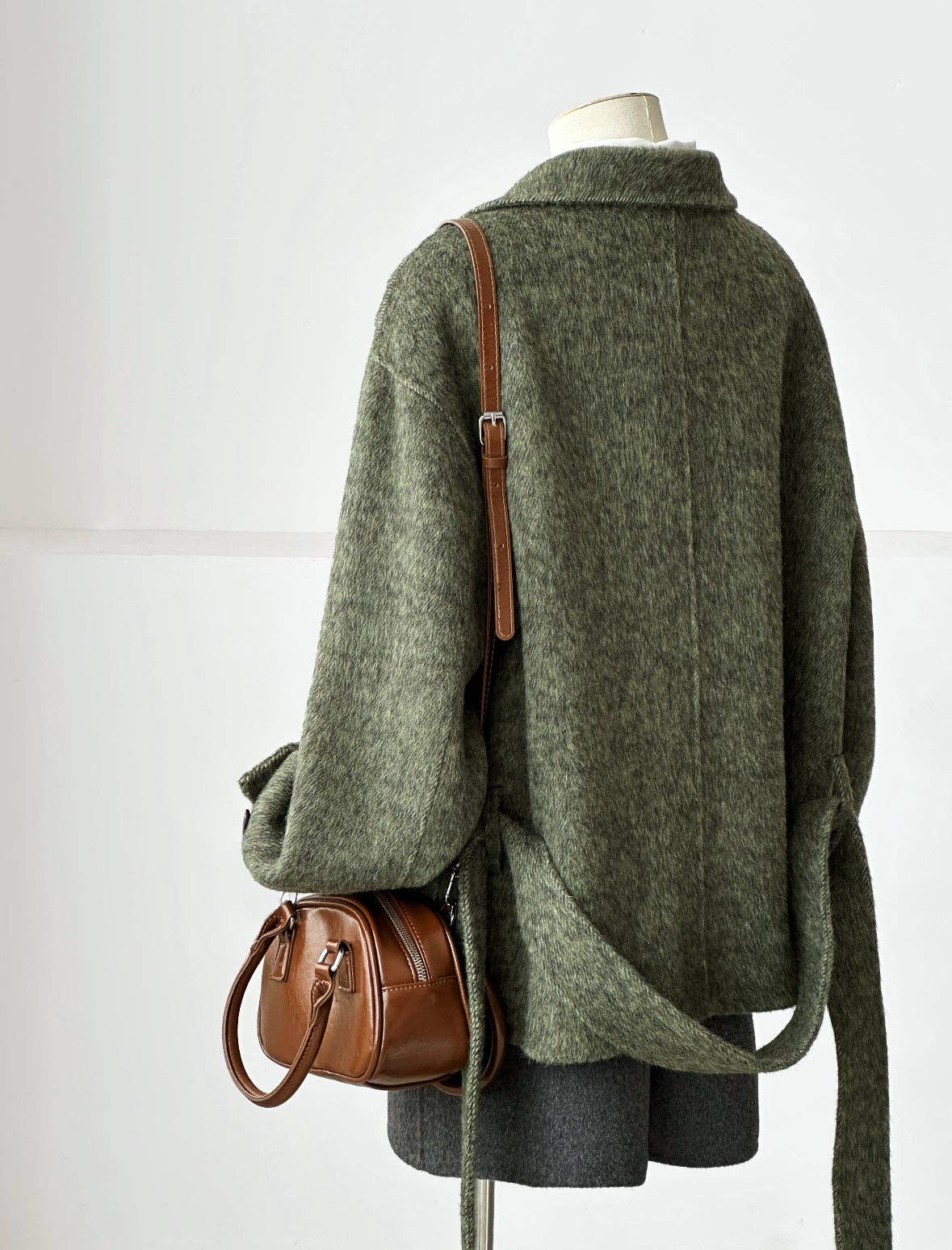 Astra Stand Collar Coat - Sage Melange