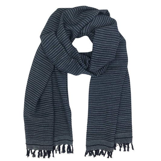 SLATE + SALT - Ethiopian Stripe Wrap Scarf: Navy