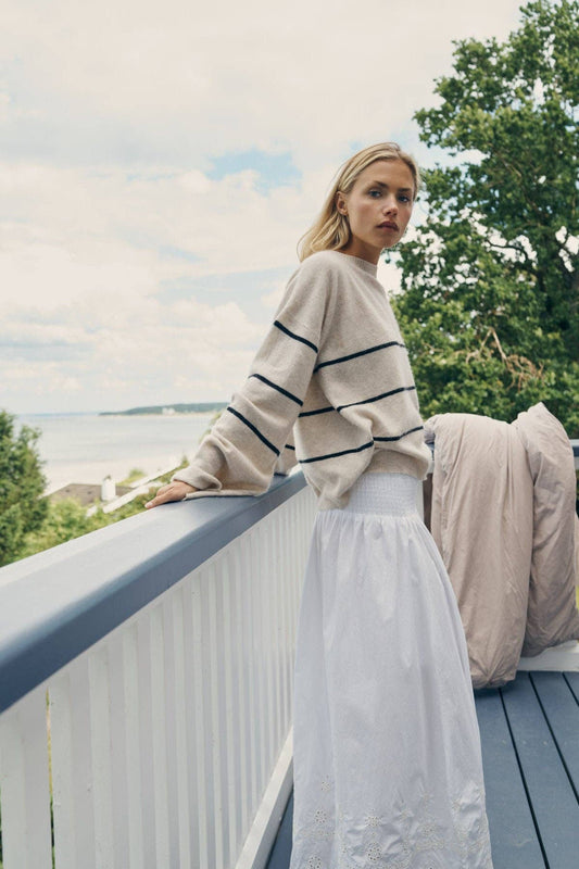 CARE BY ME - SEA STRIPE SWEATER: Wheat / Black / S