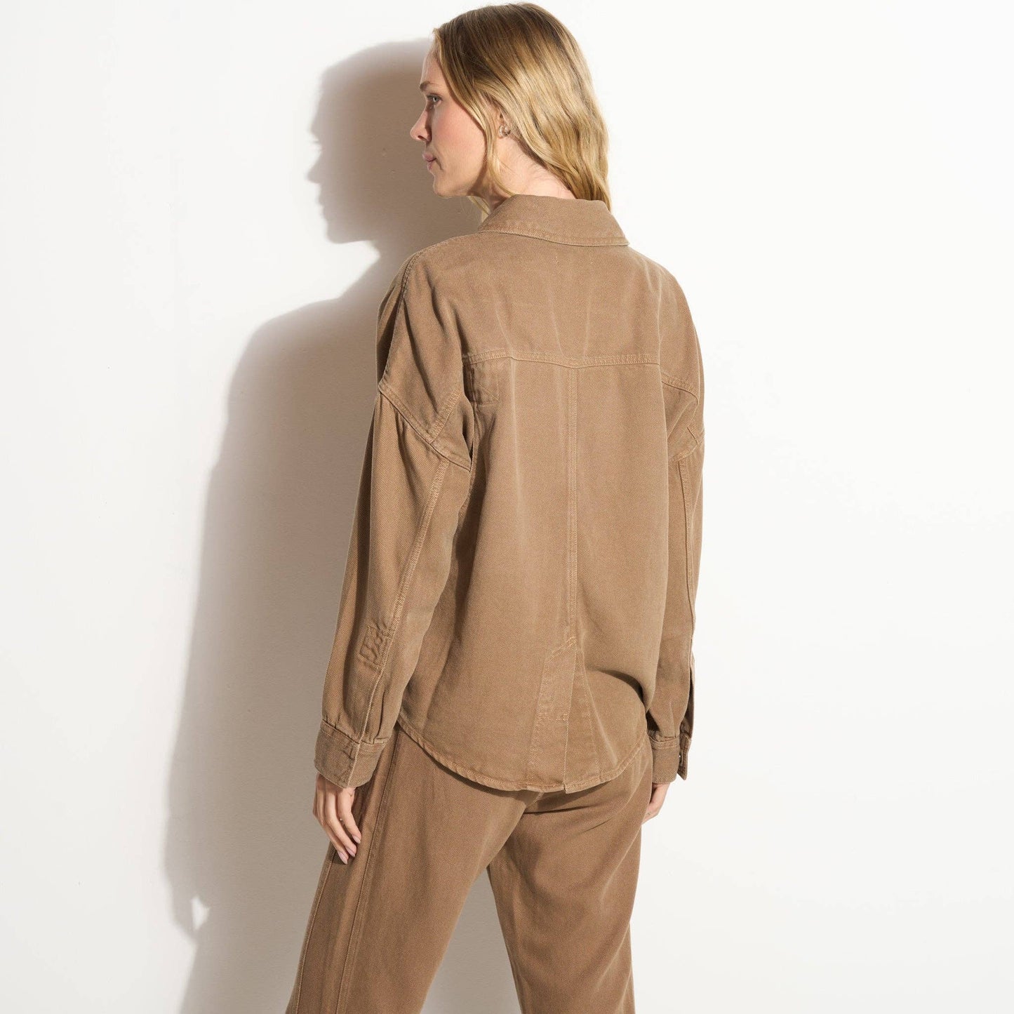 Rowan - Odette Drape Denim Twill Shirt Jacket: Washed Black / S / WWOW0007