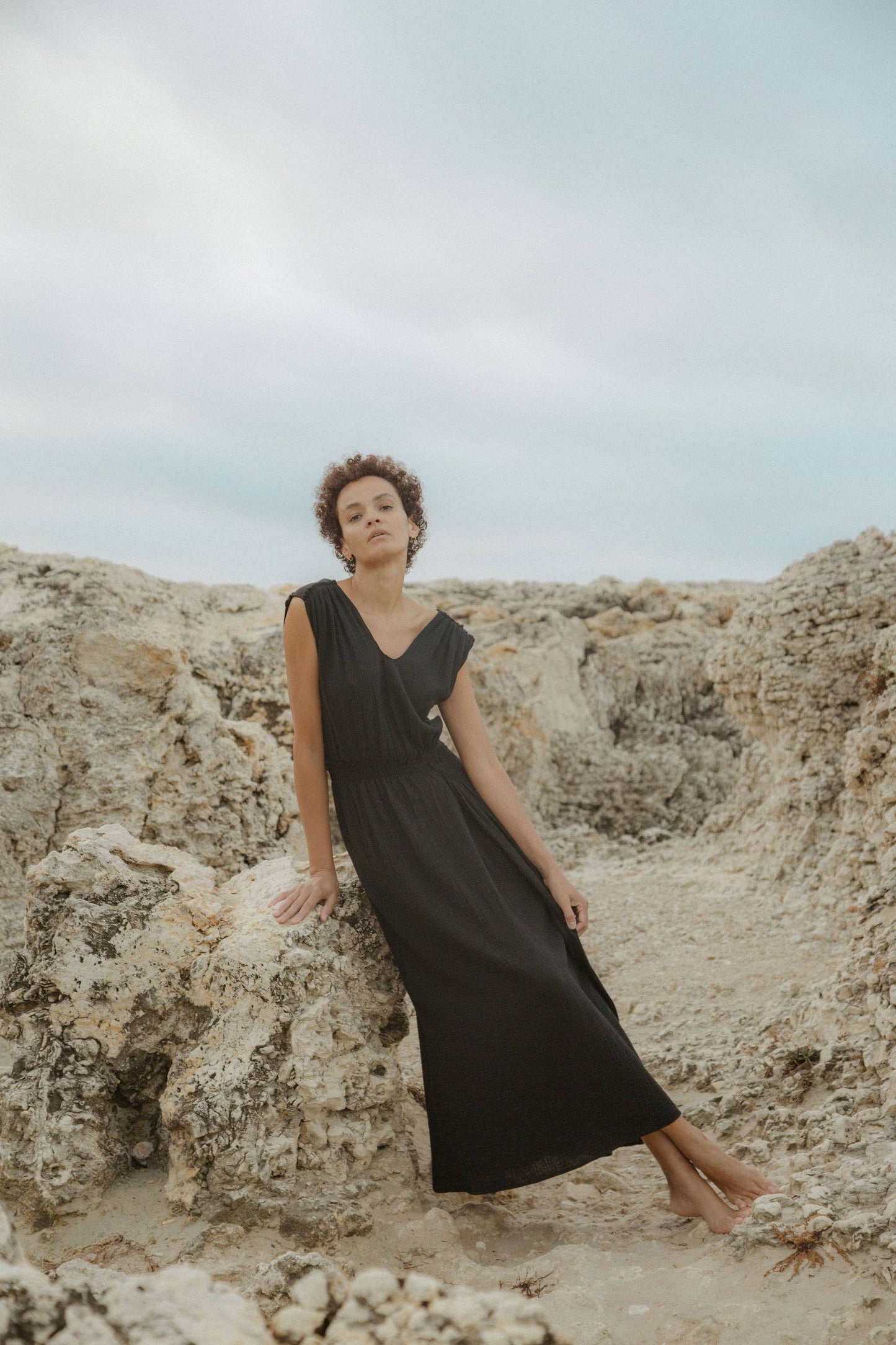 CECILIA SÖRENSEN - 789 ACACIA Dress in organic cotton muslin: Blue
