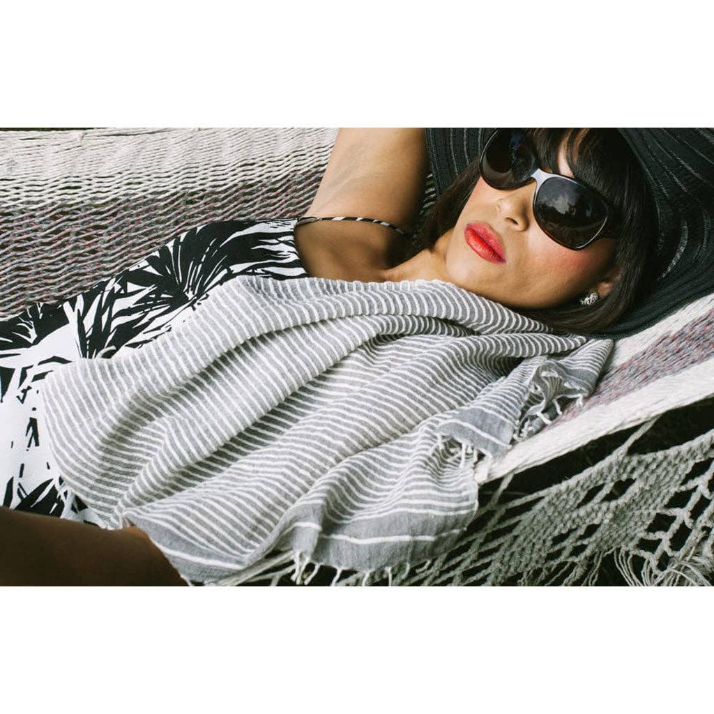 SLATE + SALT - Ethiopian Stripe Wrap Scarf: Navy