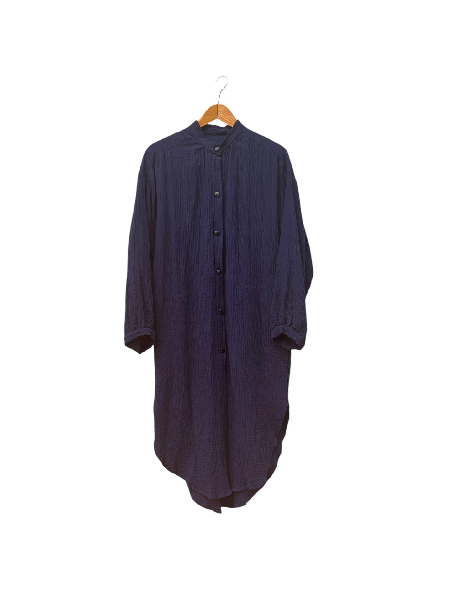 CECILIA SÖRENSEN - 702 COTONER Relaxed shirt dress in organic cotton muslin: Navy blue